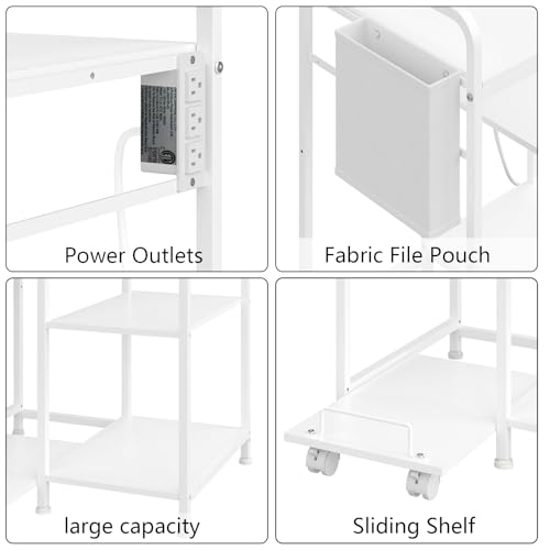 Image of Large Printer Stand with Storage: 24x18 Inch Printer Table for Home Office