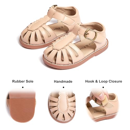 Image of Felix & Flora Toddler Girls Sandals Soft Rubber Princess Flat Shoes Flower Girl Shoes