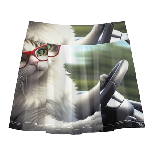 Clothes Girls Skorts Athletic Shorts Skirts with Shorts Flowy Skort Cute Cat Driver Funny 4t