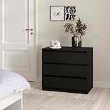 Dmora - Kommode Aglae, Mehrzweckkommode, Schlafzimmerkommode, Schrank mit Schubladen, 77x50 h70 cm, Schwarz