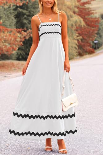 Image of PRETTYGARDEN Women's 2026 Summer Flowy Maxi Dress Casual Sleeveless Spaghetti Strap Ruffle Beach Long Dresses