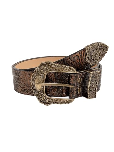GORGLITTER Women's Western Belts 70s Concho Rodeo Cowboy Cowgirl Country Leather Belt Boho Vintage Belts