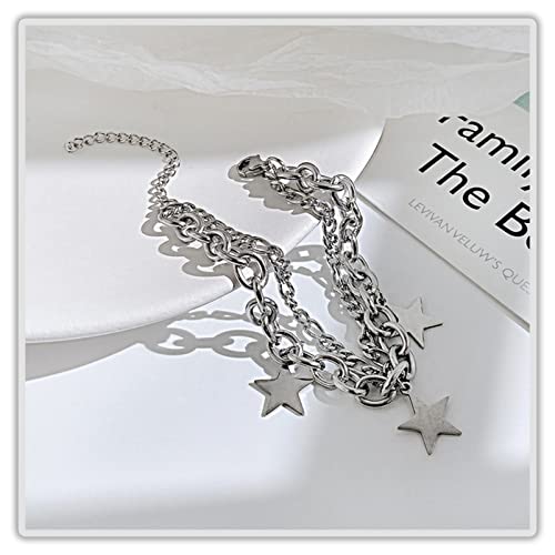 Mgutillart Fashion Adjustable Link Bracelet Star Stack Chain Bracelet(Steel) #TOP2
