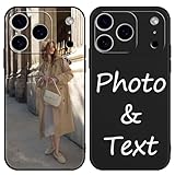 Kivlclri Funda Personalizada para iPhone 17 Pro MAX 6,6'', Personalizable Case con Foto Imagen Nombre Texto Diseño, Personalizado Carcasa Custom Flexible Protector Cover para iPhone 17 Pro MAX, Negro