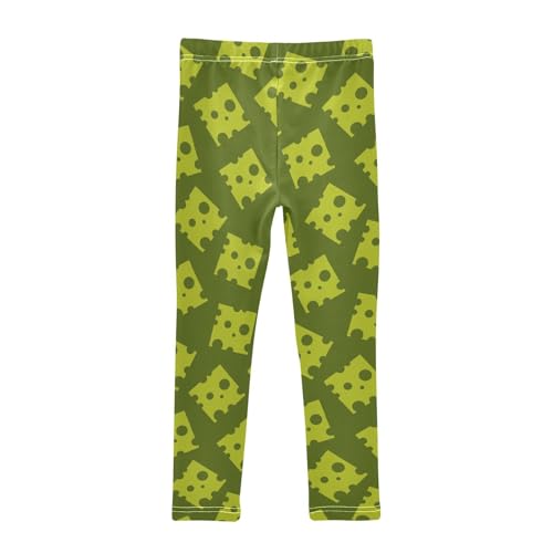 Green Cheese Pattern Girls Leggings,Workout Leggings for Girls Toddler Athletic Leggings Size for 3-10T2