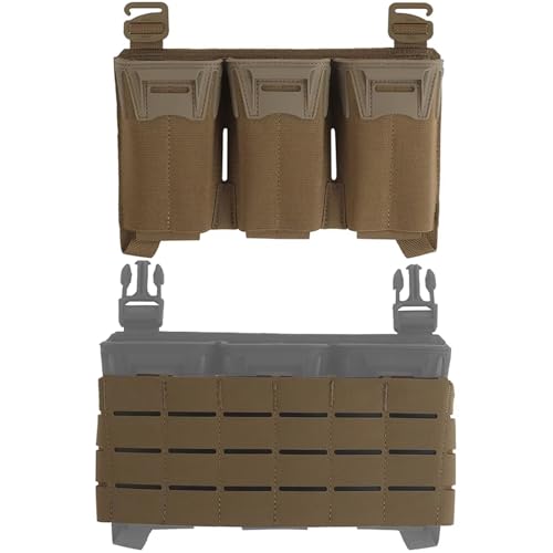 LZAQHMT Tactical Placard Layer Admin Pouch – with Triple Magazine Pouch, Molle Adapter Plate Organizer for Hunting Airsoft Military Accessories(CB)