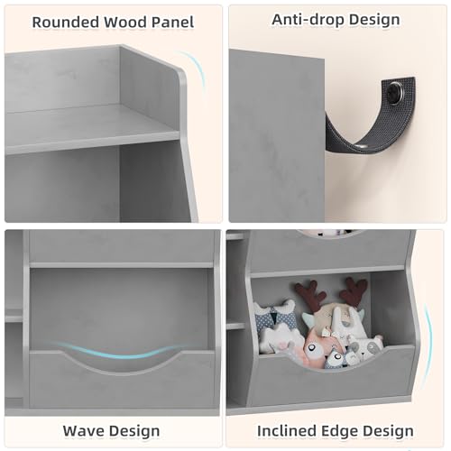 GarveeHome Kids Toy Storage Organizer, Children Bookcase with Storage Cubbies, Toddler Toy Shelf for Playroom, Living Room, Nursery