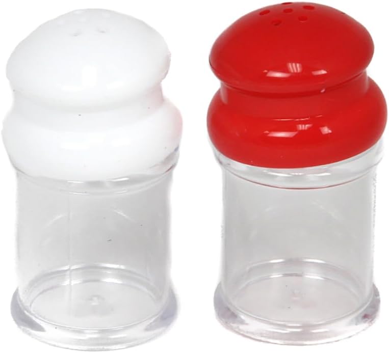 Chef Craft Salt & Pepper Shakers | White and Red, 3.5-Inches Tall by 1.75-Inches Wide | 1-Set