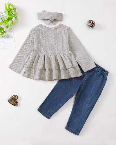 Image of Renotemy Baby Girl Clothes Toddler Girl Clothes Outfits Infant Clothing Jeans Pants Set Cute Clothes Set for Girls