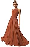 Features: elegant halter bridesmaid dress with pleats, a-line and floor length formal dress with corset back. A flowy simple bridesmaid dress is a pleasing pick, you will receive many compliments on this beautiful dress!Warm Tip:If you need change to...