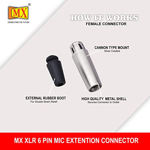 Image of MX 3 Pin XLR Microphone pin Pure Copper Nickel Plated Pins1 for High Conductivity microphone (6-pin Female XLR connector(Cannon type), Pack of 10, Female Connector)