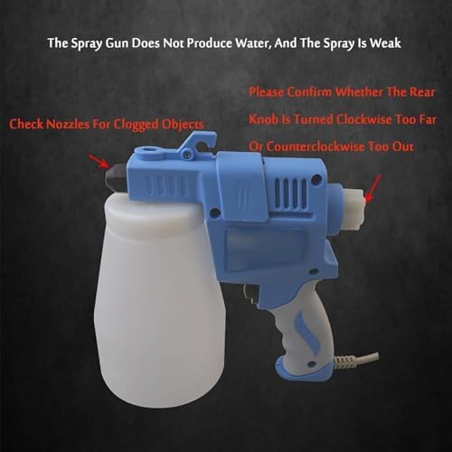 Elektryczny pistolet natryskowy do czyszczenia tekstyliów, pistolet do czyszczenia punktowego tekstyliów 65 W, pojemność 1,2 l, regulowane ciśnienie, średnica dyszy 0,25-0,3 mm