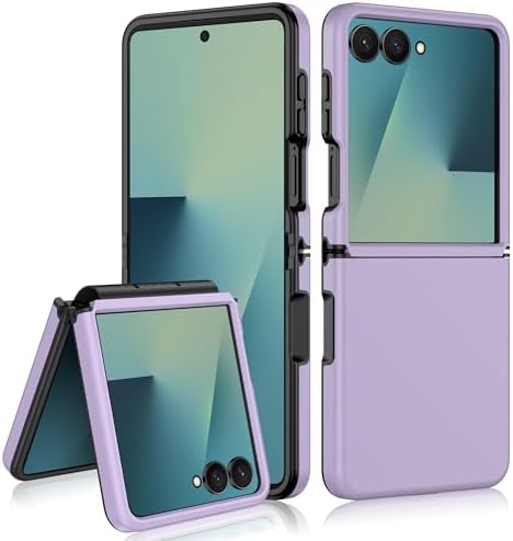 SAMONPOW for Samsung Galaxy Z Flip 7 Case Hinge Protection Full Body Military Grade Cover Anti-Scratches Shockproof Hard PC Ultra-Thin Phone Cover for Galaxy Z Flip 7, Purple