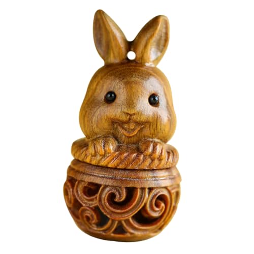 SEWOART Colgante bolsita talón Colgante Colgante de Conejo el Lindo Encanto de Conejito decoración Vintage Brazalete contenedor de Perlas de Fragancia Colgante de Madera decoración Sándalo
