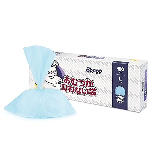 Bbaoo おむつが臭わない袋 Lサイズ 120枚 32×45cm におわない袋 7層構造 消臭袋 赤ちゃん用 大人用 介護 おむつ処理袋 厚さ0.02mm 破れにくい 防臭袋 うんち 生ゴミ エチケット袋 袋カラー：ブルー