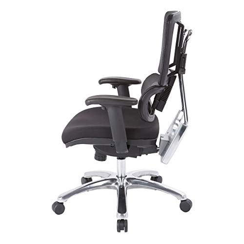 Office Star Pro X996 Fully Adjustable Manager's Office Chair With Lumbar Support, Black Mesh Back, Polished Aluminum Base And Coal Freeflex Black Seat #TOP3