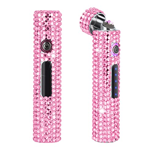 Encendedor USB recargable rosa mini con doble arco