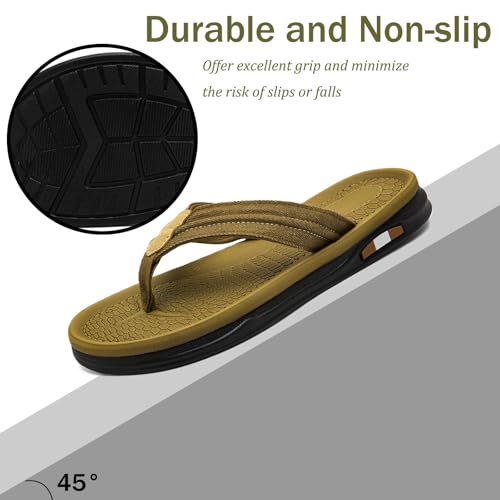 Image of Mens Flip Flops Thong Sandals Lightweight Comfortable Summer Beach Slides Soft Cushion Footbed Open Toe Slippers for Pool Showers Dorms Water Friendly Indoor and Outdoor