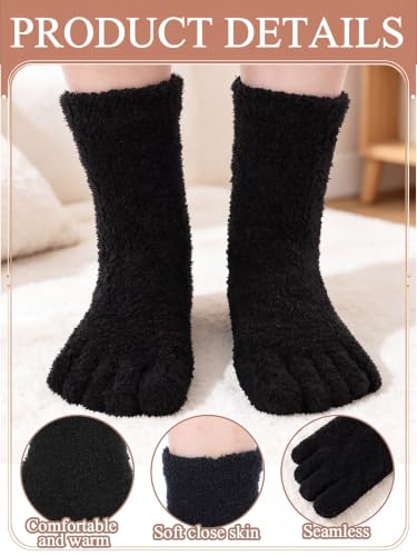 Image of Bencailor 3 Pairs Women Fuzzy Toe Socks Womens Soft Fuzzy Plush Warm Fluffy Winter Home Slipper Socks for Women Men, Size 5-9