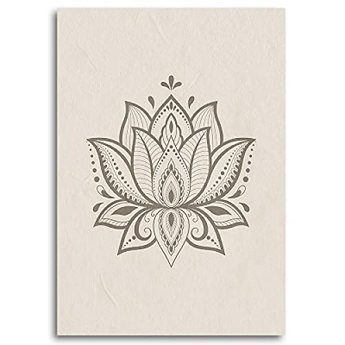 Affiche beige bohème mandala pour studio de yoga et salon zen lot de 3 toiles 60x80cm