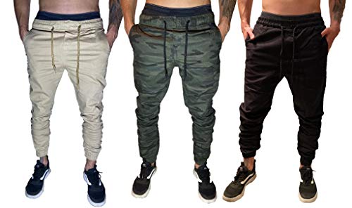 Kit 3 Calças Jogger Masculina Jeans Com Punho Elastico