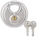 Stainless Steel Round Padlock, Discus Keyed Padlock Disc Storage Locks with Hardened Steel Shackle for Storage Unit, Moving Trailers, Shed, Fence, Waterproof and Rustproof, Diameter:2.8 inch