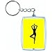 'Llavero "hembra de ejercicio de fitness de niña de Salud de humano de mover matemáticas de personas de persona de Pose de silueta en blanco y negro de color azul de rosa de amarillo de color rojo de verde | Keyring – Funda colgante – Mochila colgante – Llavero amarillo
