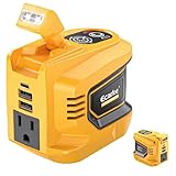 Ecarke 200W Portable Power Inverter Compatible with DeWALT 20V Battery, DC 20V to AC 110V Power Station with 1 AC Outlet, 2 USB, 1 Type-C & LED Light, for Outdoor Emergency Use (No Battery)