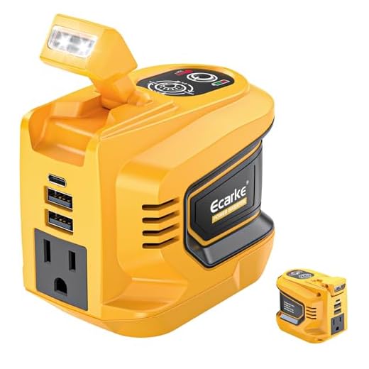 200W Portable Power Inverter for DeWALT 20V,Ecarke Outdoor Generato Battery Converter with 2 USB&LED&AC Battery Powered Outlet,Convert DC 18V/20V to AC 110V-120V Portable Power Station(Tool Only)