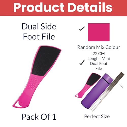 Image of TEMPERIA (1pc) Foot Scrubber for Dead Skin - Double Sided Pedicure Kit for Women - Feet File Scrub Tools, Heel Scraper Filer & Leg Cleaner Brush - Easy to Use (Multicolour) (HF225)