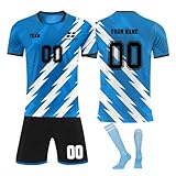 Camiseta De Futbol Niño Futbol Maillot para Niños Y Adultos Personalizadas Equipacion de Futbol con su Nombre y número niños Hombre Camiseta De Entrenamiento Deportivo Personalizadas