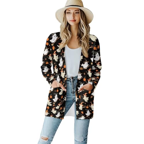 Image of Women's Lightweight Cardigans with Pockets Trendy Long Sleeve Open Front Cardigan Casual Tops Jackets Fall Oufits S-2XL