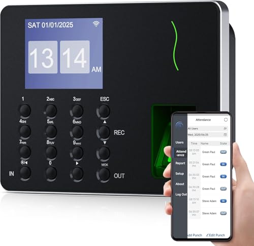 Controladores de presencia Wifi 18 NGTeco W3 Reloj de fichar,Control horario empleados, Máquina de...