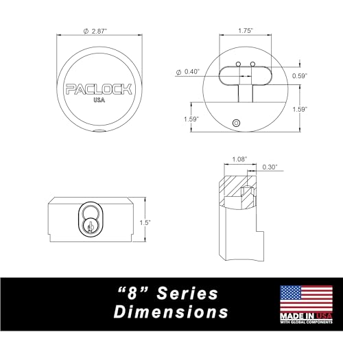 Image of PACLOCK's 8-Series Stepped-Back Puck, High Security Rotating Disc, Manufacturer-Controlled Key Assigning, Exclusive Key Number, U-Pick! Keyed Alike w / 1 Key, 304 Stainless Steel
