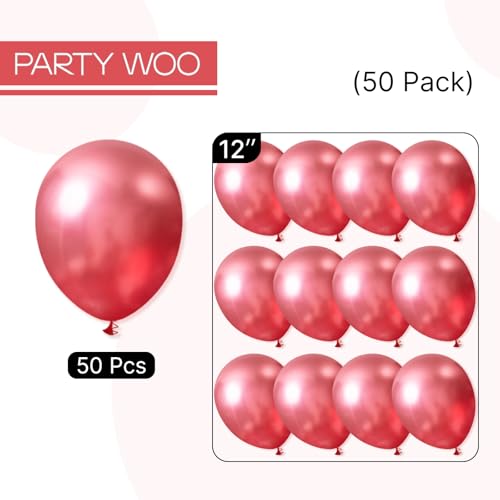 Image of PartyWoo Metallic Pink Balloons 50pcs Chrome Hot Pink Magenta Fuchsia Color | 12 Inch Balloons for Birthday Anniversary Bachelorette Wedding Baby Shower Gender Reveal 1950s Party Decorations Pink-G104
