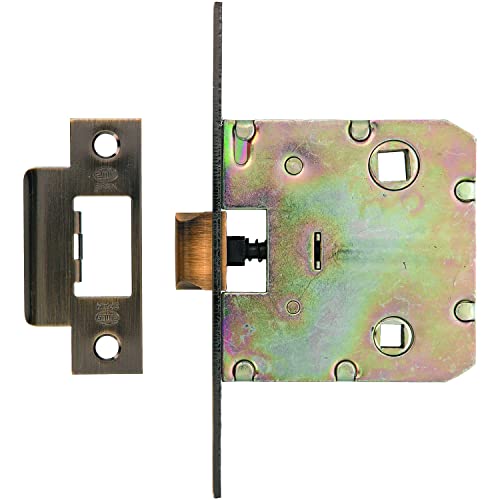 Amig - Picaporte Unificado Mod.2100 para Puertas de Madera de Paso a Baños, Cocinas o Habitaciones - Cierre de Embutir de Acero Acabado en Color Cuero - De Entrada 50 mm - Frente en Canto Cuadrado