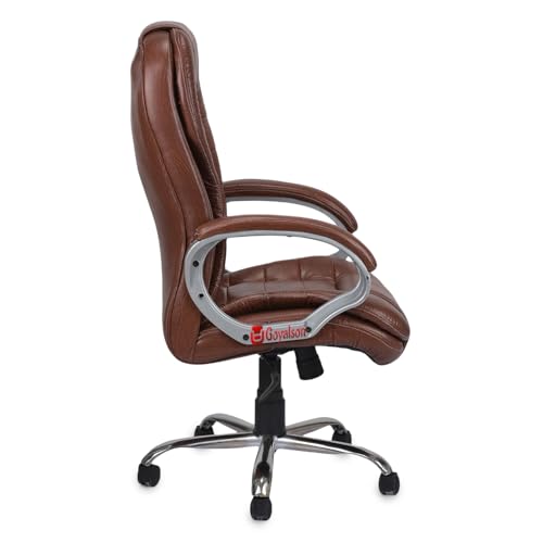 Image of GOYALSON Doctor Ortho Lumbar Support Spine Care High Back Office Executive Boss Black Revolving Chair | Made in India (Rolex Tan)