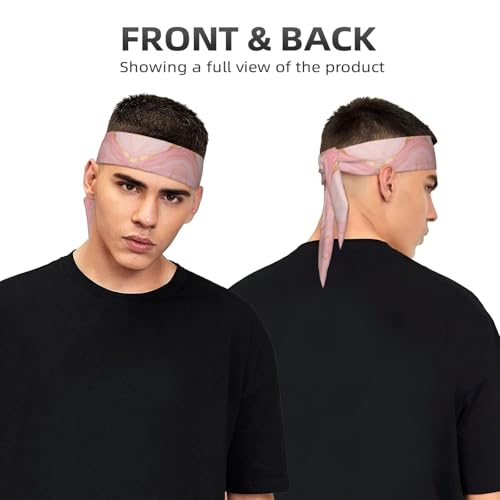 Boys Girls Pink Golden Marble Texture Art Sports Sweatband Multi Style Beauty Skinny Hair Band Headdress for Yoga Travel Spa3