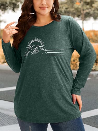 MK Shop Limited Womens Plus Size Tops Cute Graphic Vintage Sunrise Sunset Print Long Sleeve Natura Tees Fall O Neck Shirts3