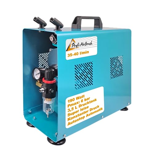 AirBrush Kompressor Duo-Power II-C - Das Airbrush-Kit mit Doppel/Zweizylinder mit Schutzgehäuse für Künstler mit Anspruch, Grundausstattung für jedes Airbrush Set