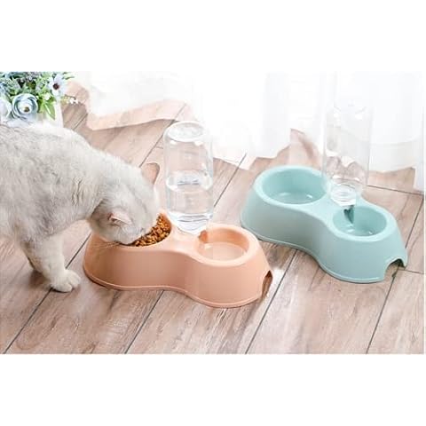 Ctop Cat Water and Food Bowls, Cat Dog Water and Food Bowl Set (big) (pink) -Automatic Cat Water Dispenser.cat bowl cat food bowl cat bowls kitten bowls.(1 set) Cover