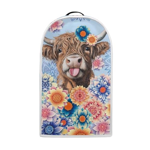 Image of Talayituse Boho Mandala Highland Cattle Print Blender Dust Cover with Handle, Stand Mixer or Coffee Maker Appliance Covers Anti Fingerprint Dust Proof Stain Resistant Blender Cover for Home Kitchen