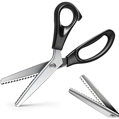 Pinking Shears for Fabric Cutting, Zig Zag Scissors, Scrapbook Scissors Decorative Edge for Adults, Great for Many Kinds of Sewing Fabrics Leather and Craft Paper, Professional Handheld Dressmaking Cover