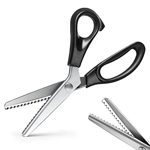 Pinking Shears for Fabric Cutting, Zig Zag Scissors, Scrapbook Scissors Decorative Edge for Adults, Great for Many Kinds of Sewing Fabrics Leather and Craft Paper, Professional Handheld Dressmaking