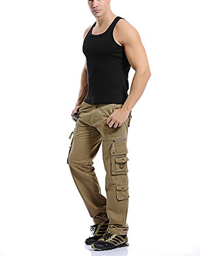 Yollmart Men's Cotton Military Cargo Workwear Pants Relaxed Fit Trousers2