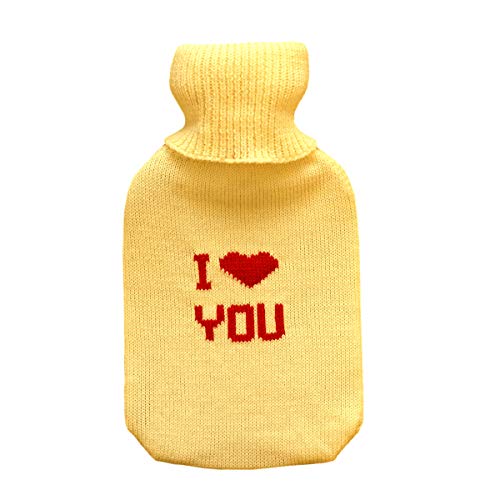 Bouillotte en laine mérinos tricotée haut de gamme Blanc Rouge Love You