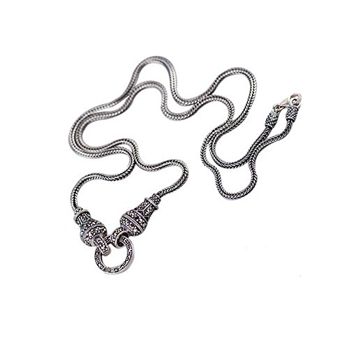 JadeAngel 925 Sterling Silver Wheat Chain Necklace Thai Vintage Marcasite Necklace (20)