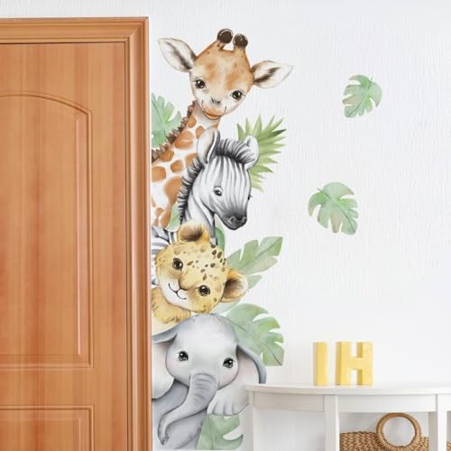 44.88 x 11.75 Inch Watercolor Jungle Animal Wall Decals - Forest ...