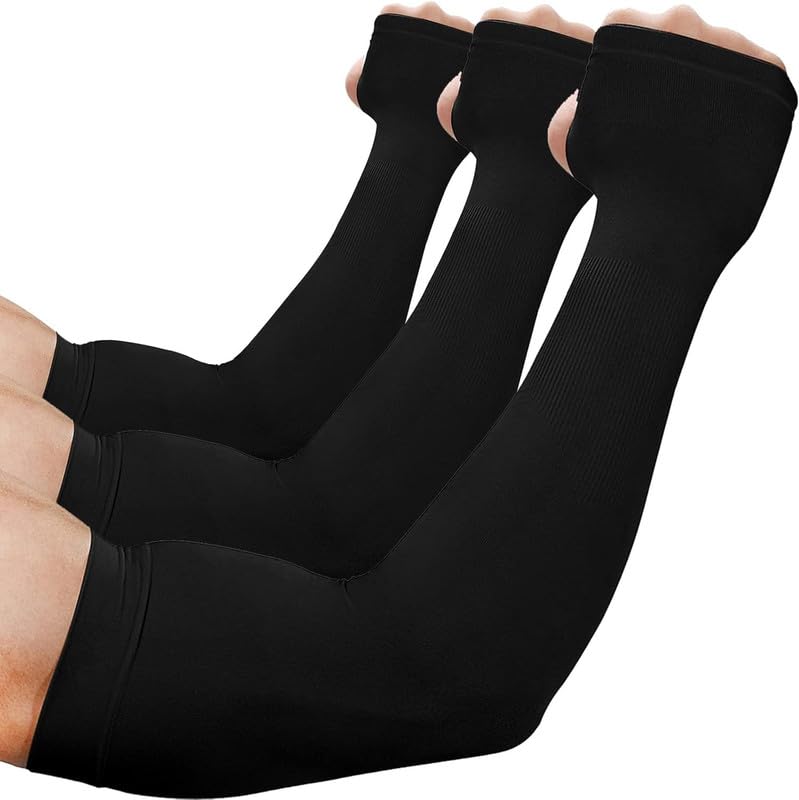 UV Protection Cooling Arm Sleeves, Women Men Summer Outdoor Sunblock Arm Cover with Thumb Hole-image-12