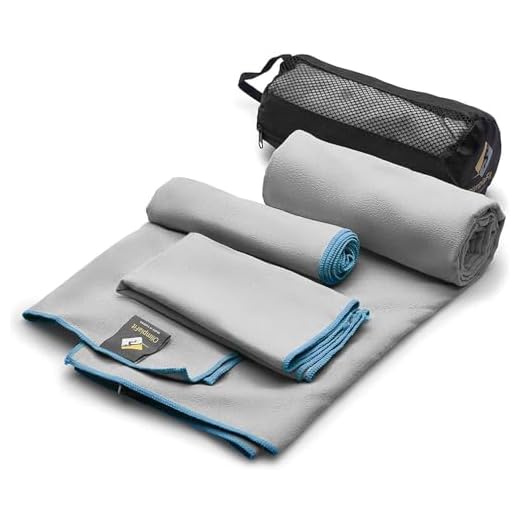 Set of 3 Microfiber Towels Fast Drying Gray Travel Backpacking Yoga Swimming Sports Fitness Exercise Gym Body Face Sweat Towel - Absorbent Swim Shower Bath Pool Antibacteriаl Camping Foot Day Pack